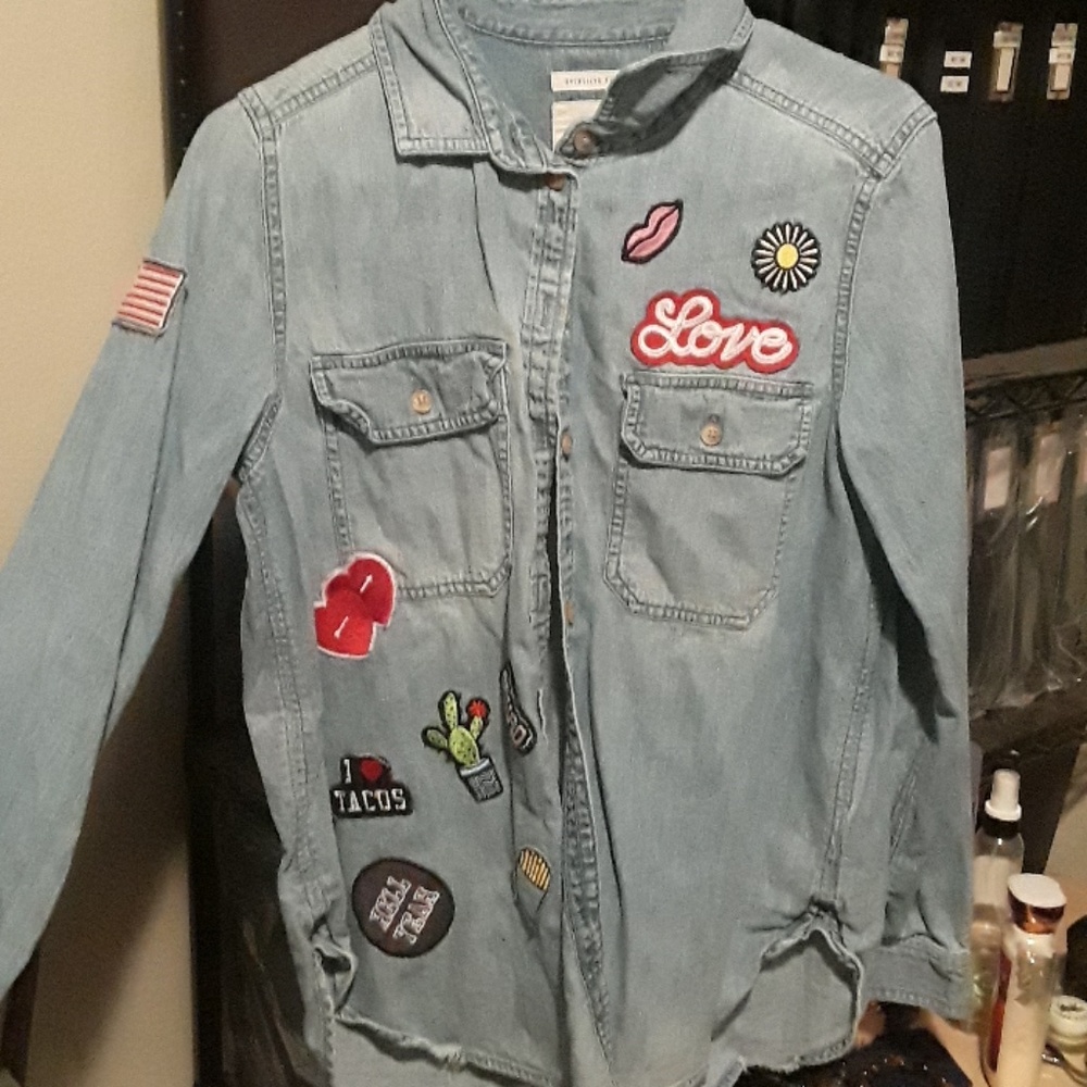 American eagle patchwork button up